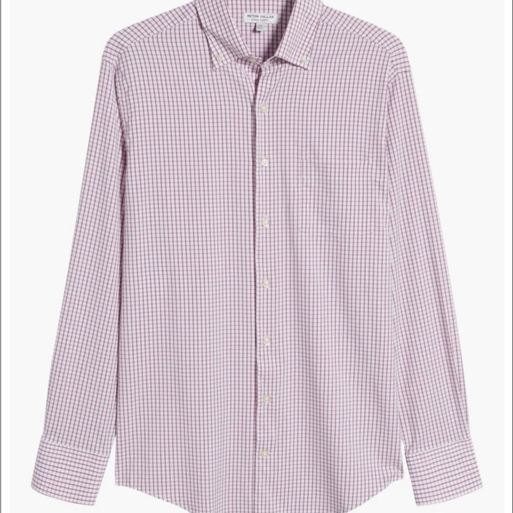 Peter Millar Men's Purple Checkered Dress Shirt